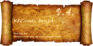 Váradi Arvid névjegykártya